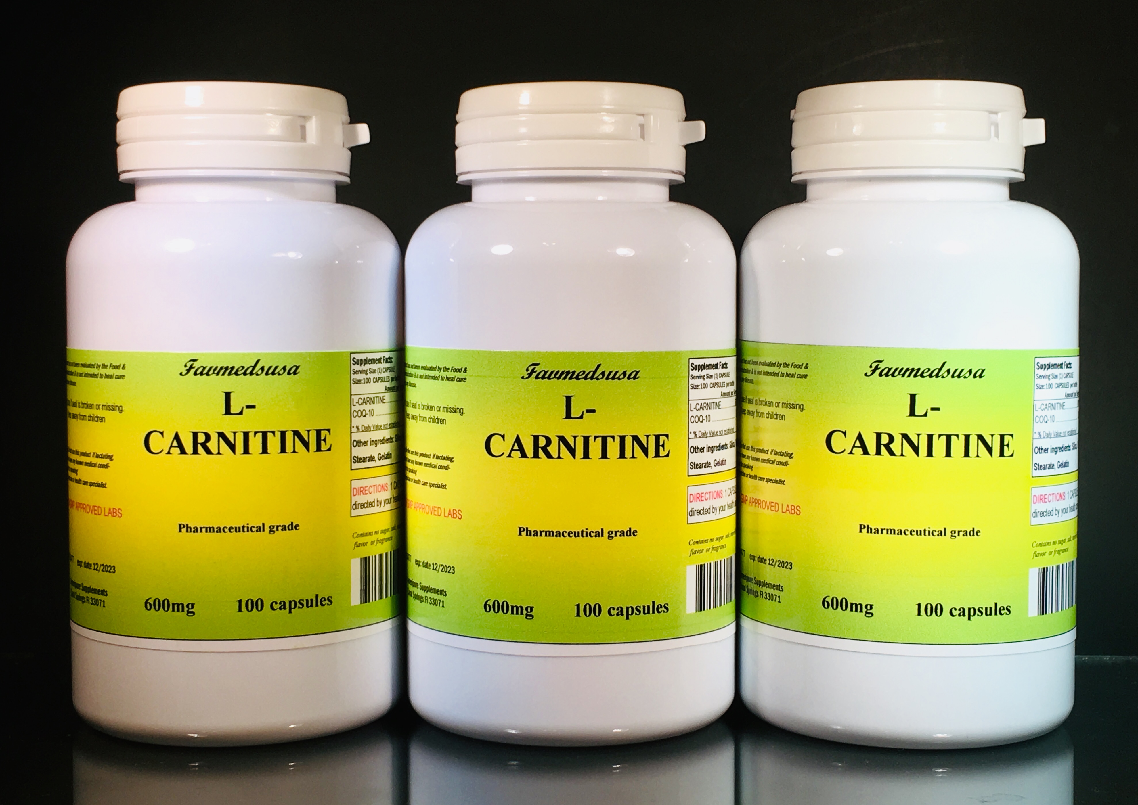 L-Carnitine 600mg + Coq-10 - 300 (3x100) capsules